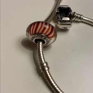 Pandora Candy Cane Striped Murano Bead